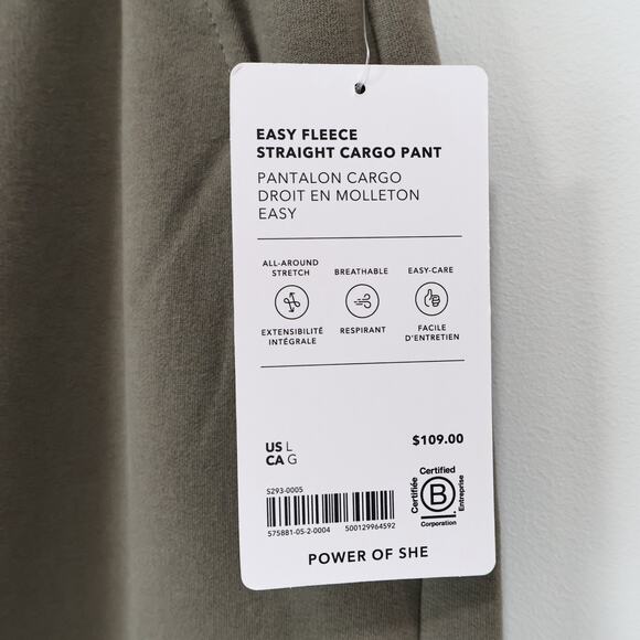 Athleta Easy Fleece Straight Leg Cargo Pant Mineral Size Large NWT - Picture 4 of 9